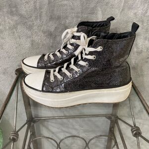 Steve Madden jelly glitter High Top Platform Sneaker boots women size 5 run lg.